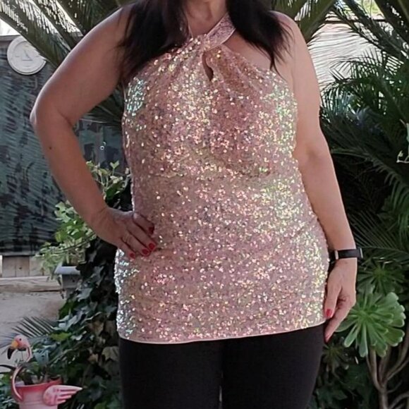 Grace Karin Tops - Sequin Tops for Women XL Elegant Halter Tops Sparkle Tank Shimmer Party Club